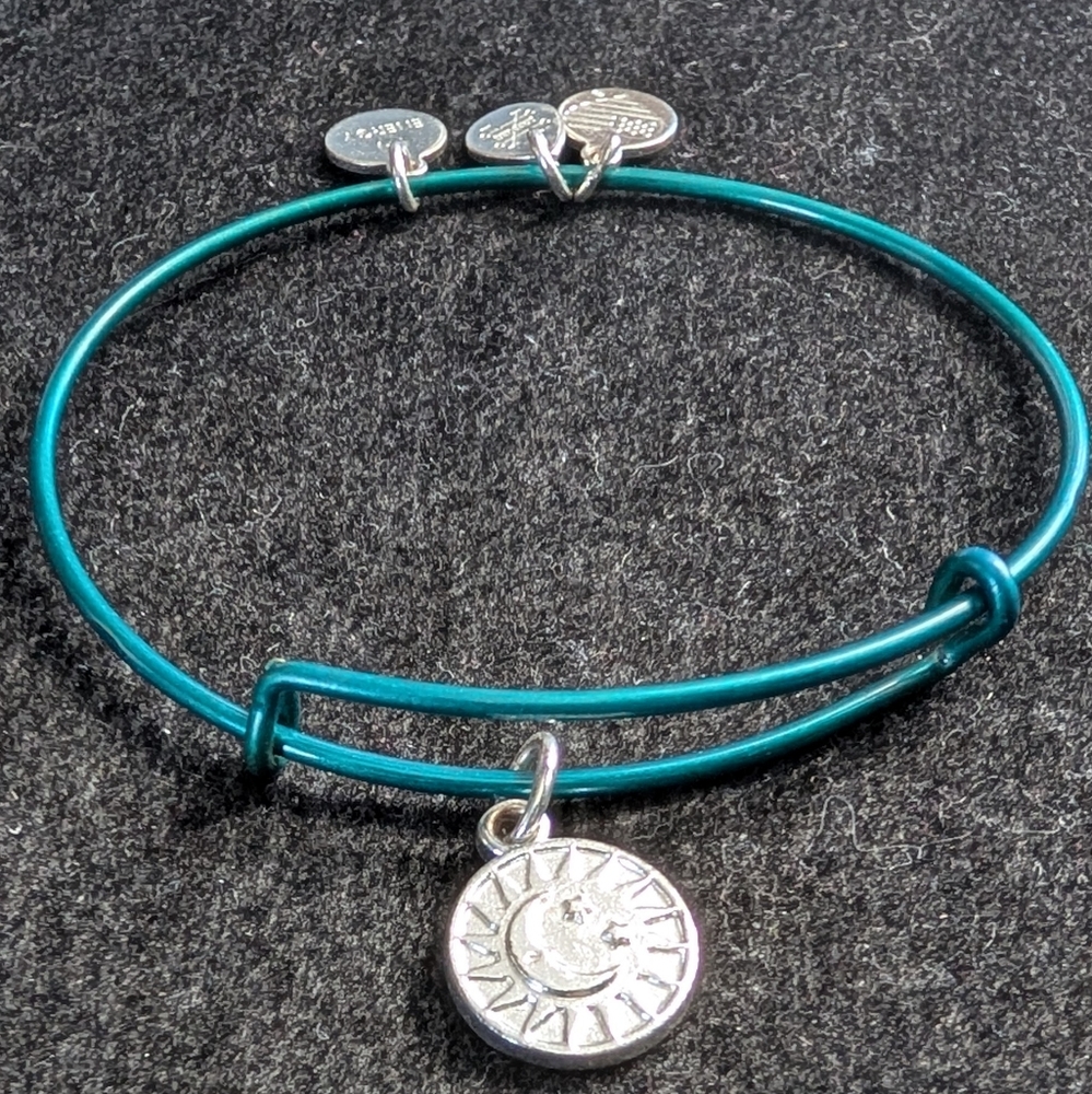Alex and Ani Minibrights Collection:Teal Bangle Bracelet with Celestial Charm